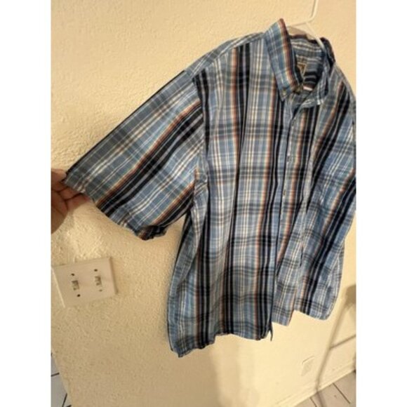 Duluth Trading Plaid Dress Shirt Mens Size 2XL Tall Button 2XLT Blue Red Pocket - Picture 3 of 7